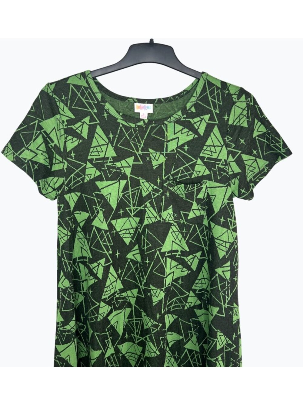 Lularoe Carly Geometric Print Green & Black Short Sleeve Dress Small - Picture 5 of 15